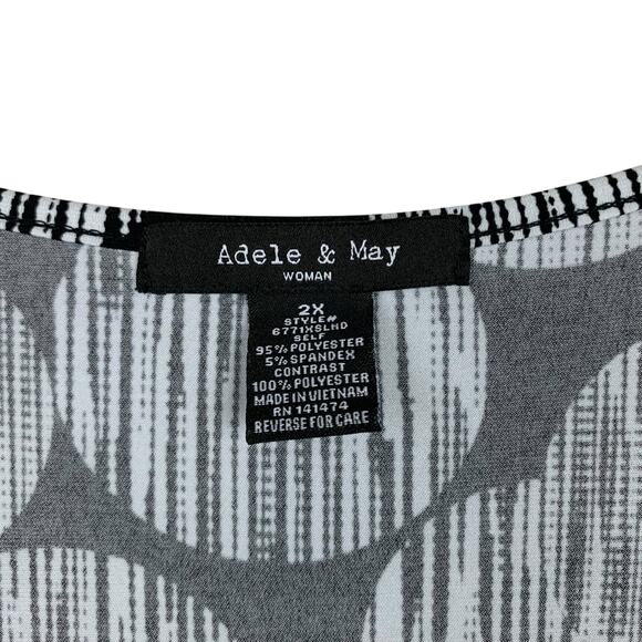 Adele & May Sleeveless Blouse Tank Top Black White Layered Long Front Women's 2X - Picture 3 of 6